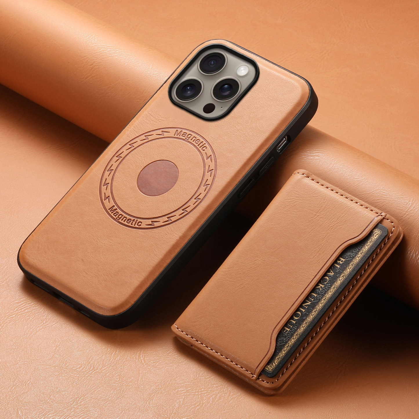 Leather Phone Case With Card Holder For iPhone Brown (Compatible With Magsafe)-MMK241650-GTOCASE