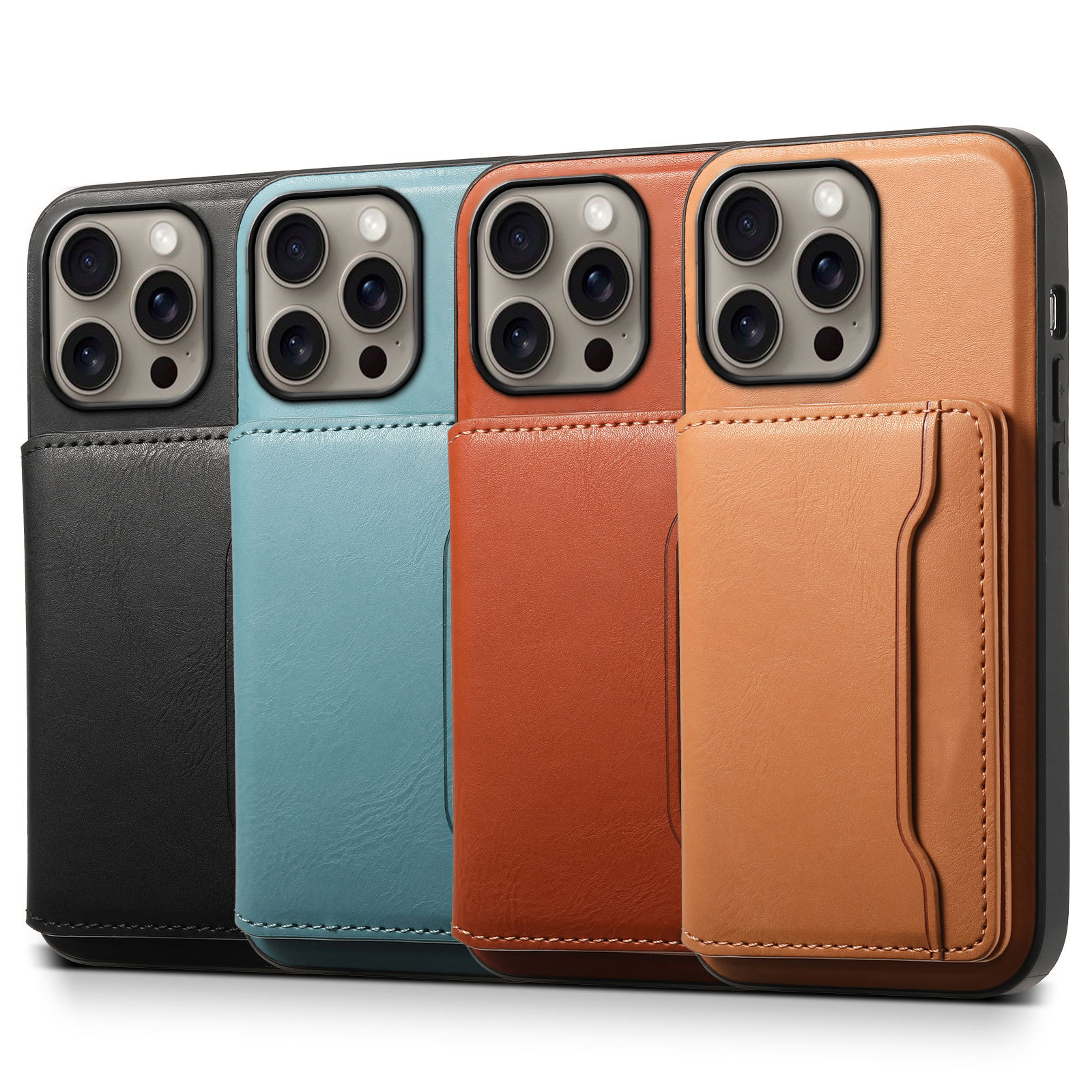 Leather Phone Case With Card Holder For iPhone Brown (Compatible With Magsafe)-MMK241650-GTOCASE