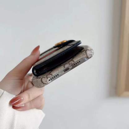 GG iPhone Case With Wallet And Crossbody Strap Brown -XK240330-GTOCASE