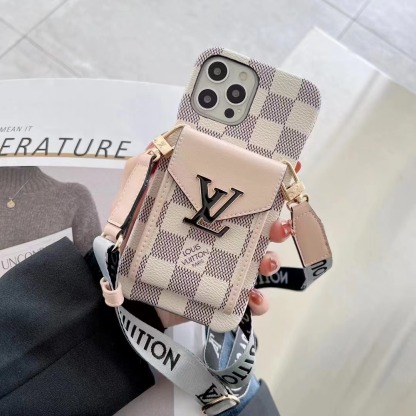 Monogram iPhone Case With Wallet And  Strap White Grid -DGK240329-GTOCASE