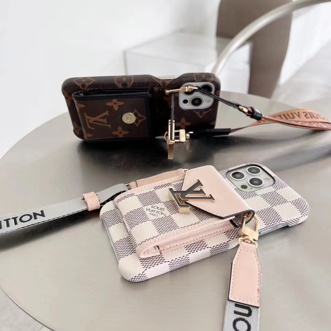 Monogram iPhone Case With Wallet And  Strap White Grid -DGK240329-GTOCASE
