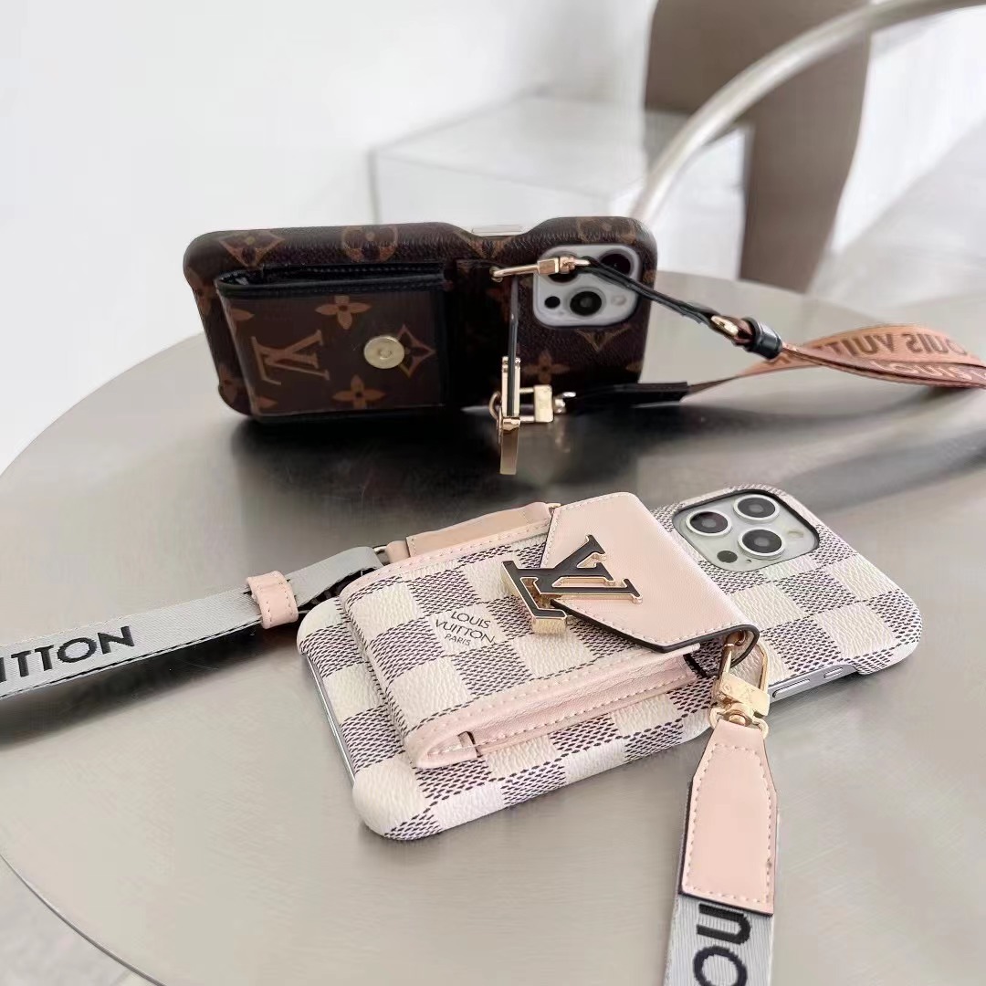 Monogram iPhone Case With Wallet And Strap White Grid -DGK240329-GTOCASE
