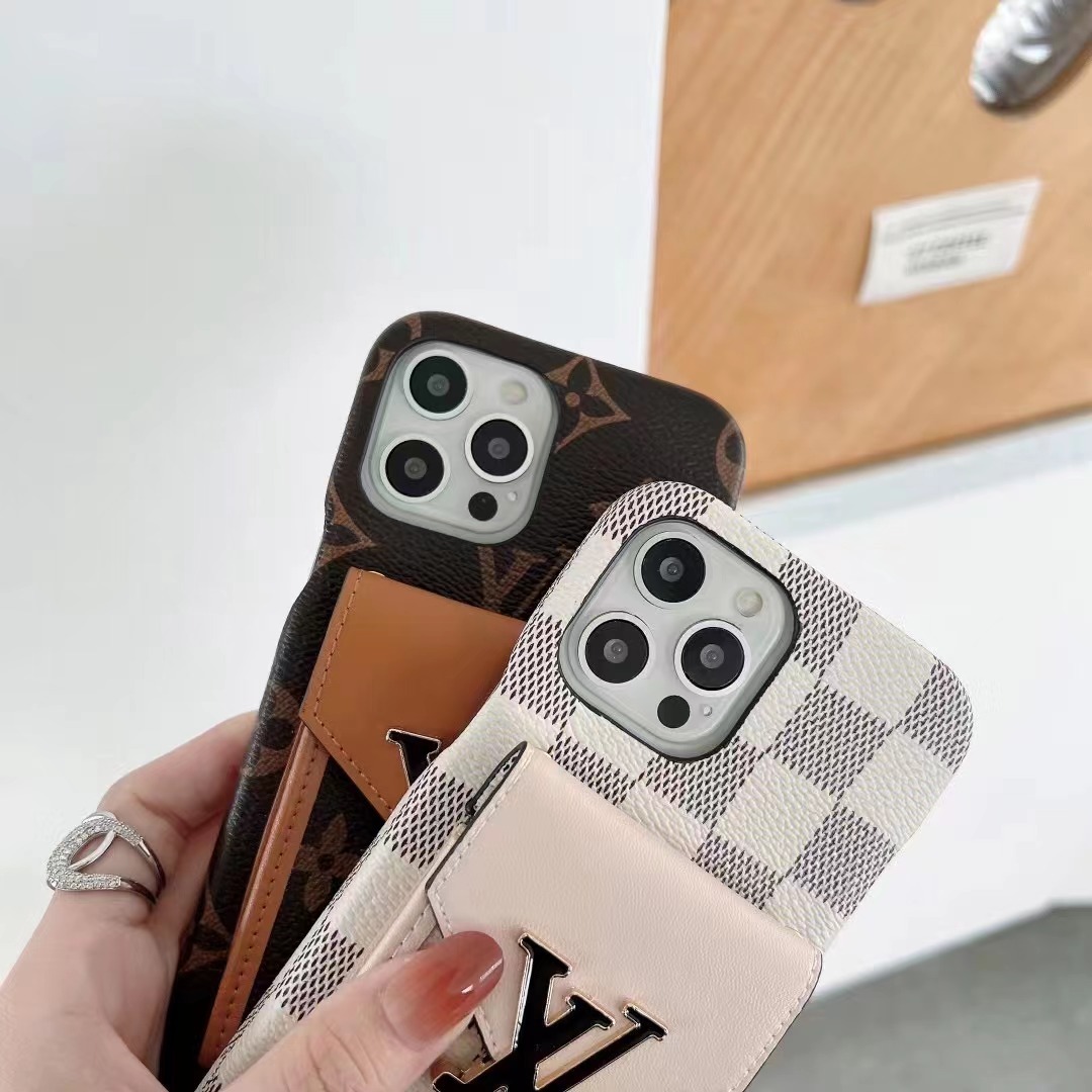 Monogram iPhone Case With Card Holder White Grid -XK241701-GTOCASE