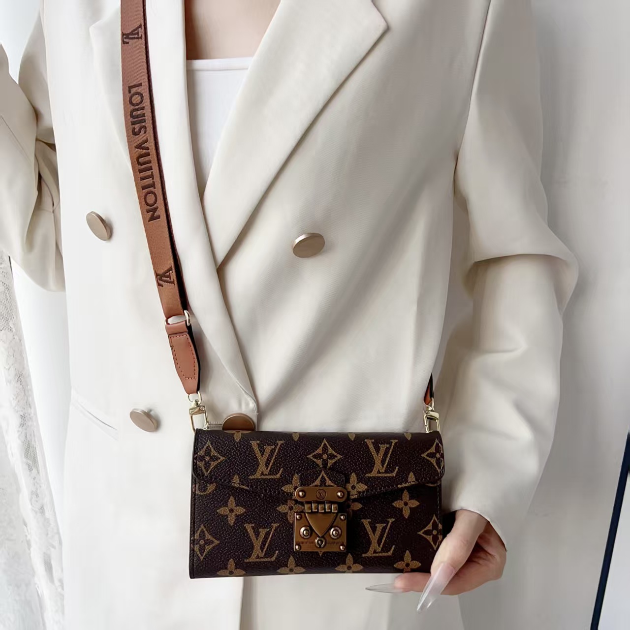 Classic Monogram iPhone Case With Wallet And Crossbody Strap For iPhone 17 Series-RELV100