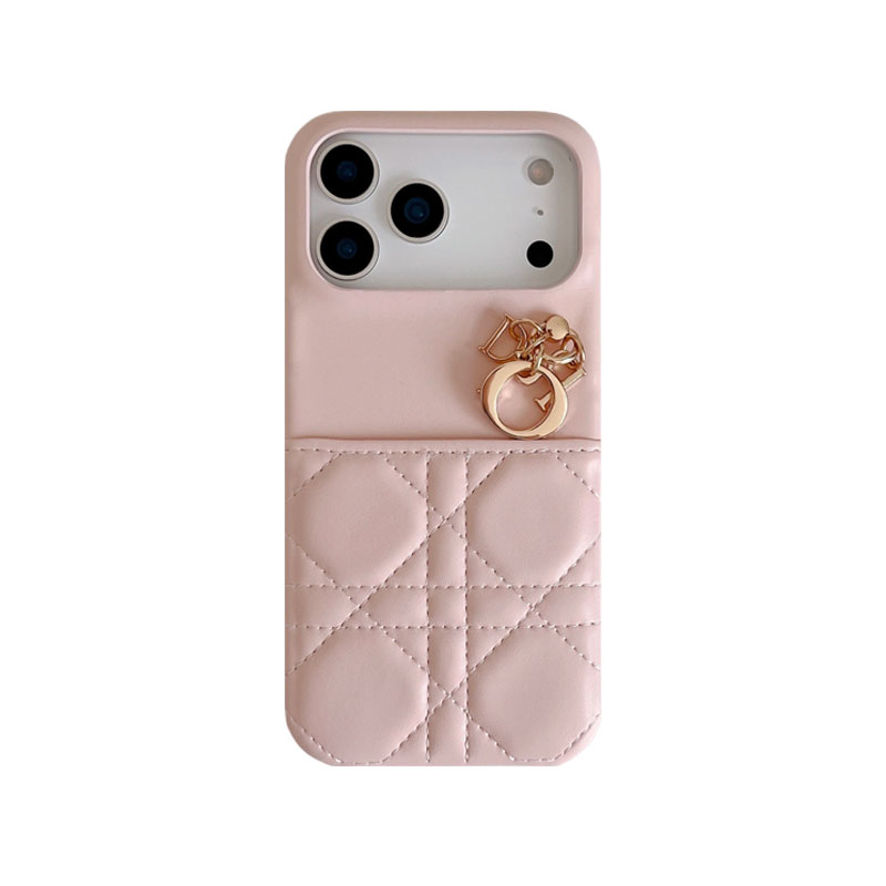 Stylish Leather CD iPhone Case With Card Holder Pink For iPhone 17 Series-GECD018