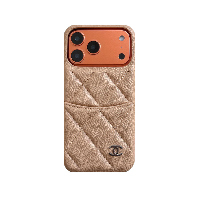 Classic Leather CC iPhone Case With Card Holder Brown For iPhone 17 Series-GECC034