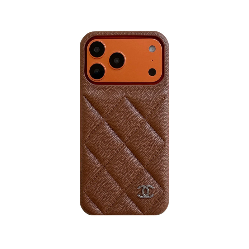Elegant Leather CC iPhone Case Orange For iPhone 17 Series-GECC035
