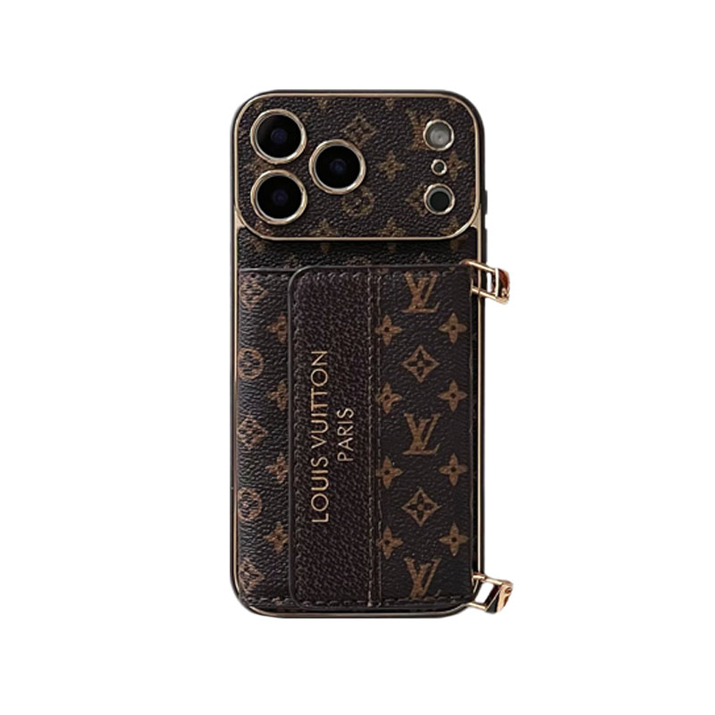 Classic Monogram iPhone Case With Card Holder And Strap For iPhone 17 Series-GELV009