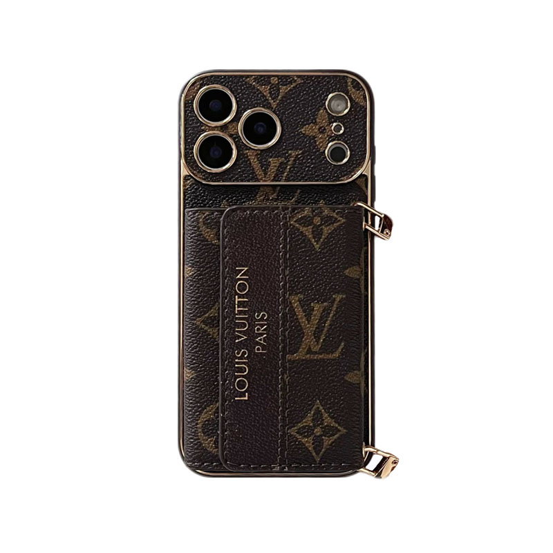 Classic Monogram iPhone Case With Card Holder And Strap For iPhone 17 Series-GELV009