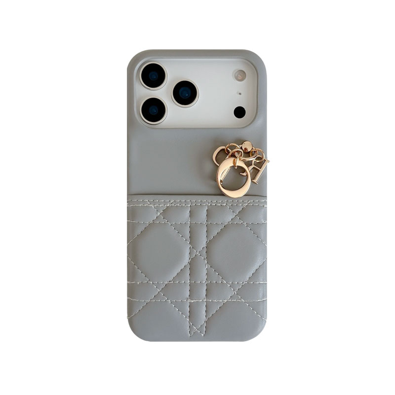 Stylish Leather CD iPhone Case With Card Holder Pink For iPhone 17 Series-GECD018