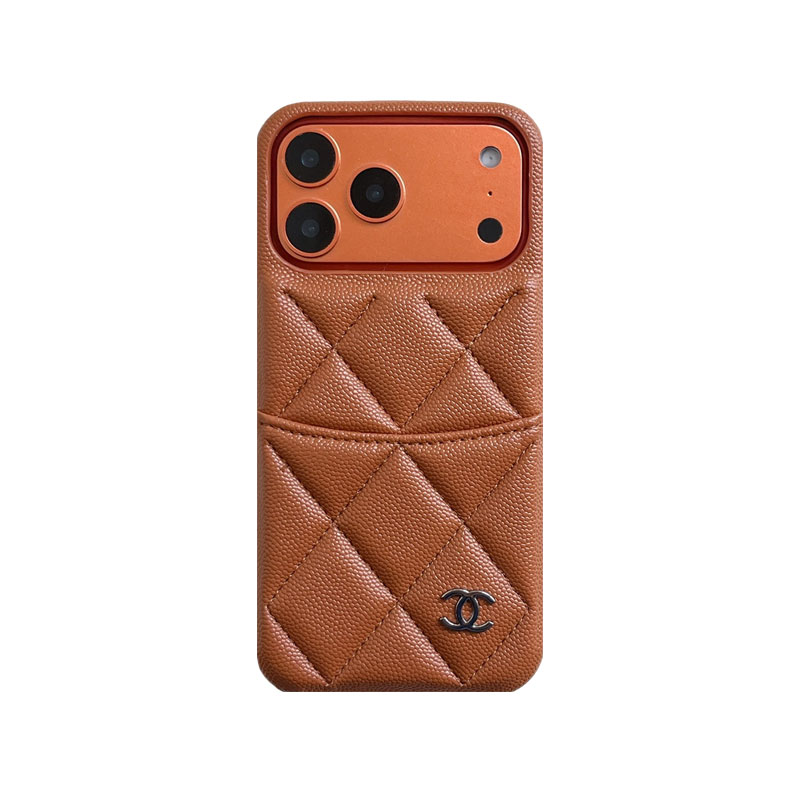 Classic Leather CC iPhone Case With Card Holder Brown For iPhone 17 Series-GECC034
