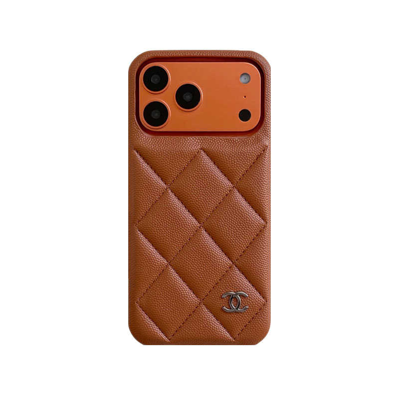 Elegant Leather CC iPhone Case Orange For iPhone 17 Series-GECC035