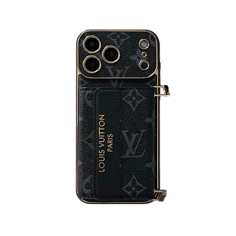 Classic Monogram iPhone Case With Card Holder And Strap For iPhone 17 Series-GELV009