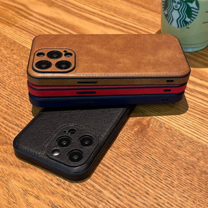 Leather Phone Case For iPhone Black -QB240312-GTOCASE