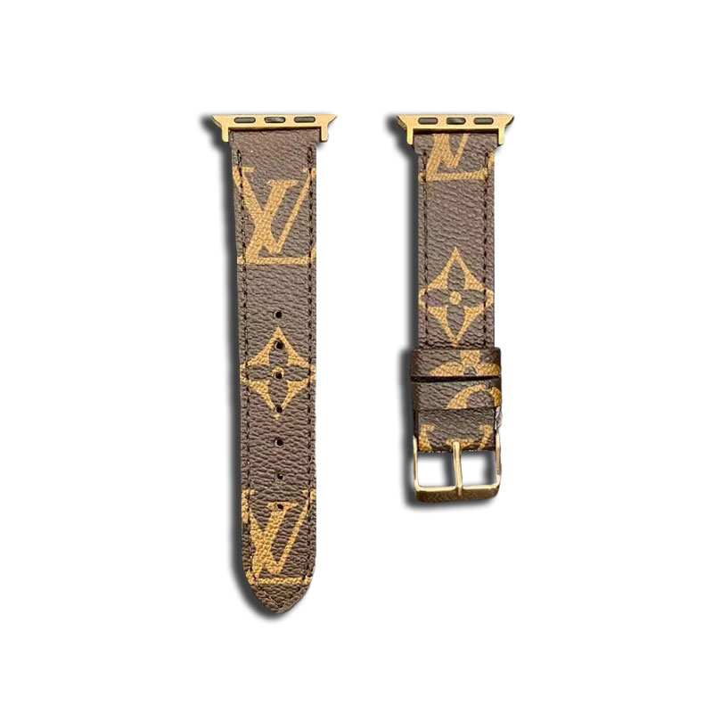 Leather Monogram Apple Watch Band Brown-ZPG240422-GTOCASE
