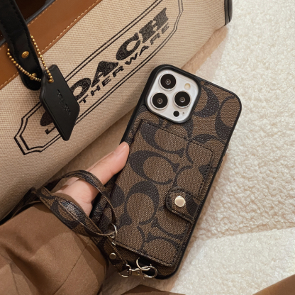 CH  iPhone Case With Wallet And  Strap Brown -SZK240402-GTOCASE