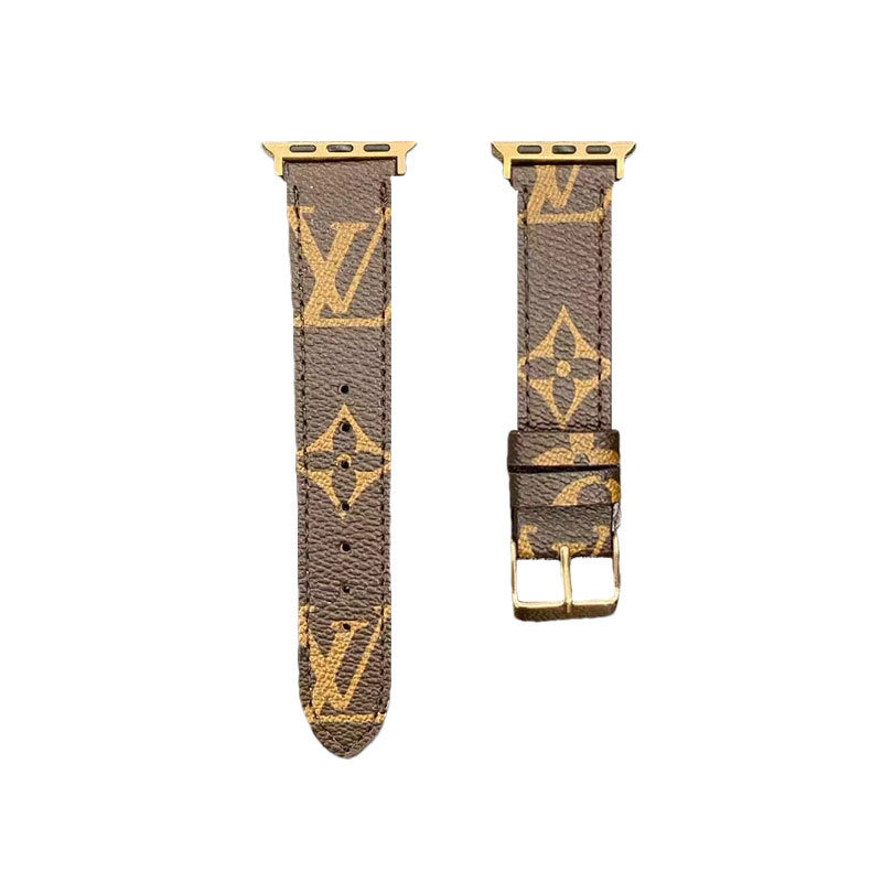 Leather Monogram Apple Watch Band Brown-ZPG240422-GTOCASE