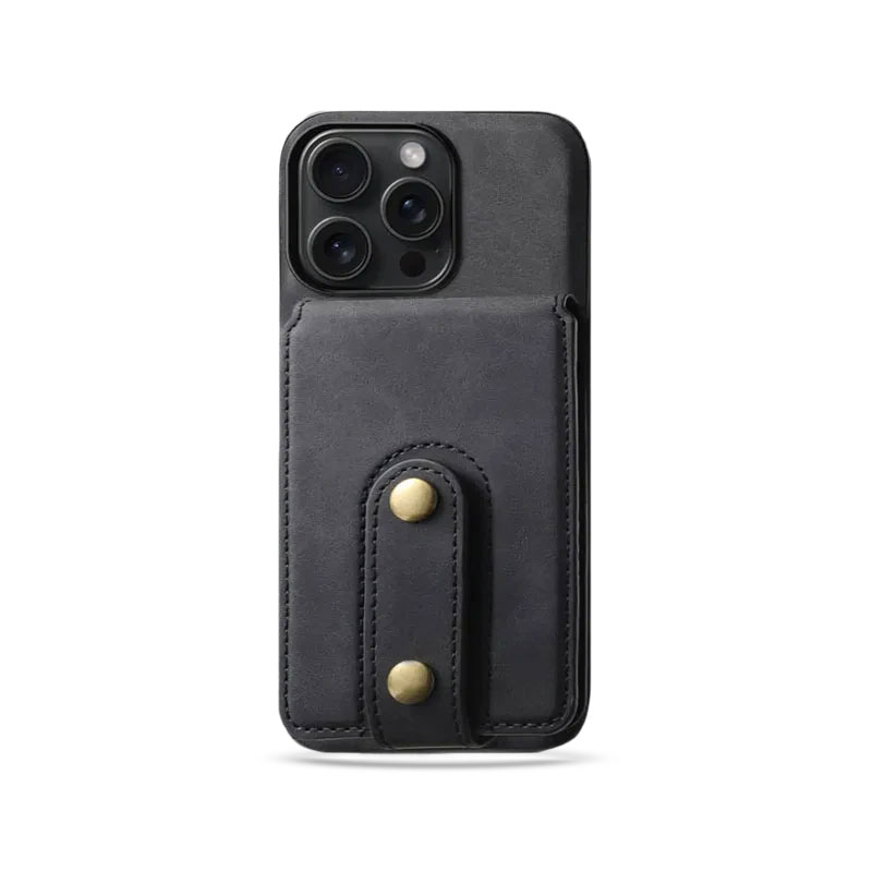 Classic Leather Phone Case With Purse For iPhone Black (Compatible With Magsafe)-CXB241102-GTOCASE