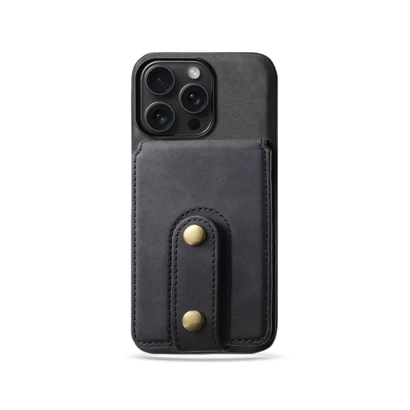 Classic Leather Phone Case With Purse For iPhone Black (Compatible With Magsafe)-CXB241102-GTOCASE