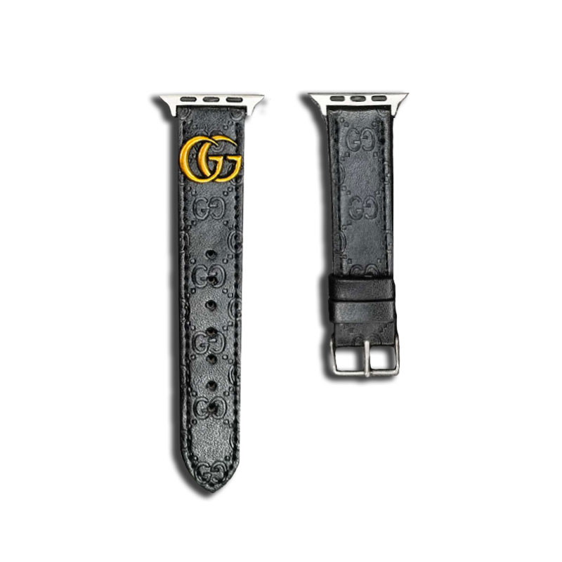 Leather GG Apple Watch Band Black-YH24422-GTOCASE