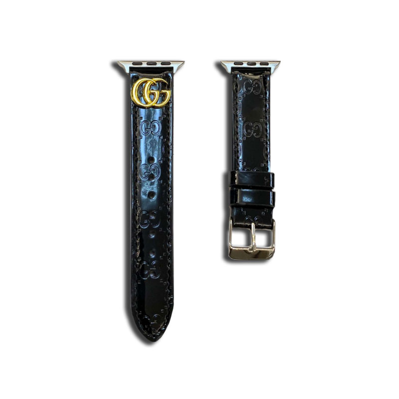 Leather GG Apple Watch Band Black-LGk240509-GTOCASE