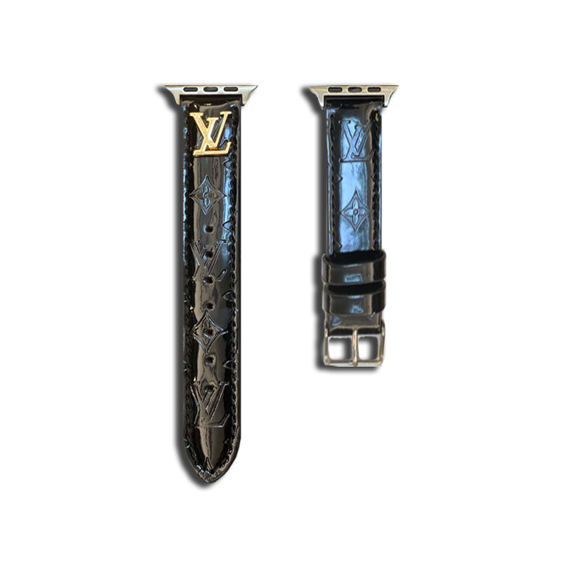 Leather Monogram Apple Watch Band Black-LG241809-GTOCASE