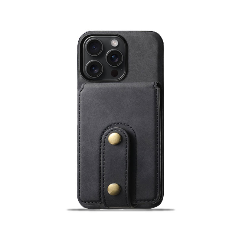 Classic Leather Phone Case With Purse For iPhone Black (Compatible With Magsafe)-CXB241102-GTOCASE