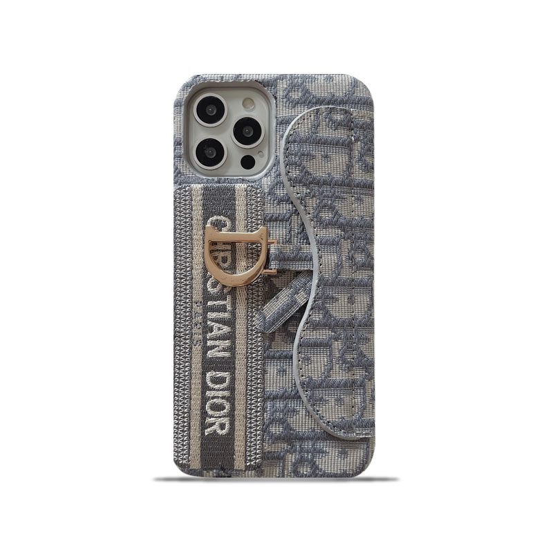 CD iPhone Case With Card Holder Gray-KKY240115-GTOCASE