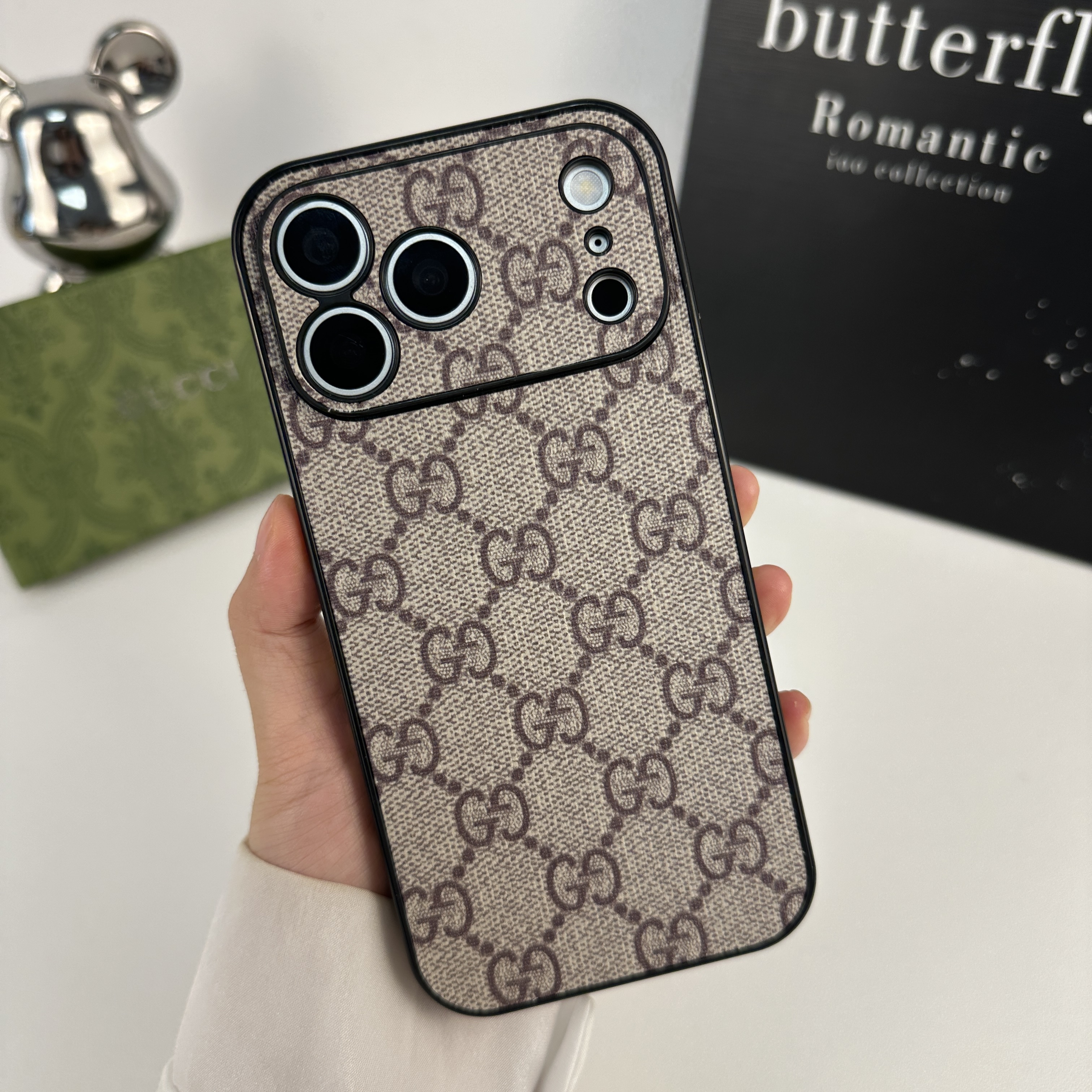 Luxury leather GG iPhone Case For iPhone 17 Series Brown-GEGG149