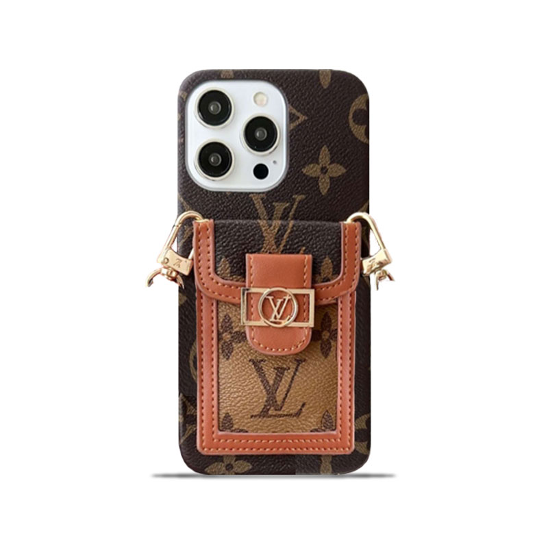 Monogram Dauphine iPhone Case With Card Holder And Strap Brown -LQK240329-GTOCASE