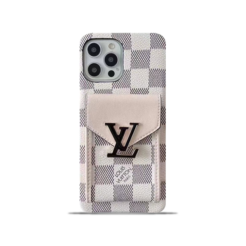 Monogram iPhone Case With Card Holder White Grid -XK241701-GTOCASE