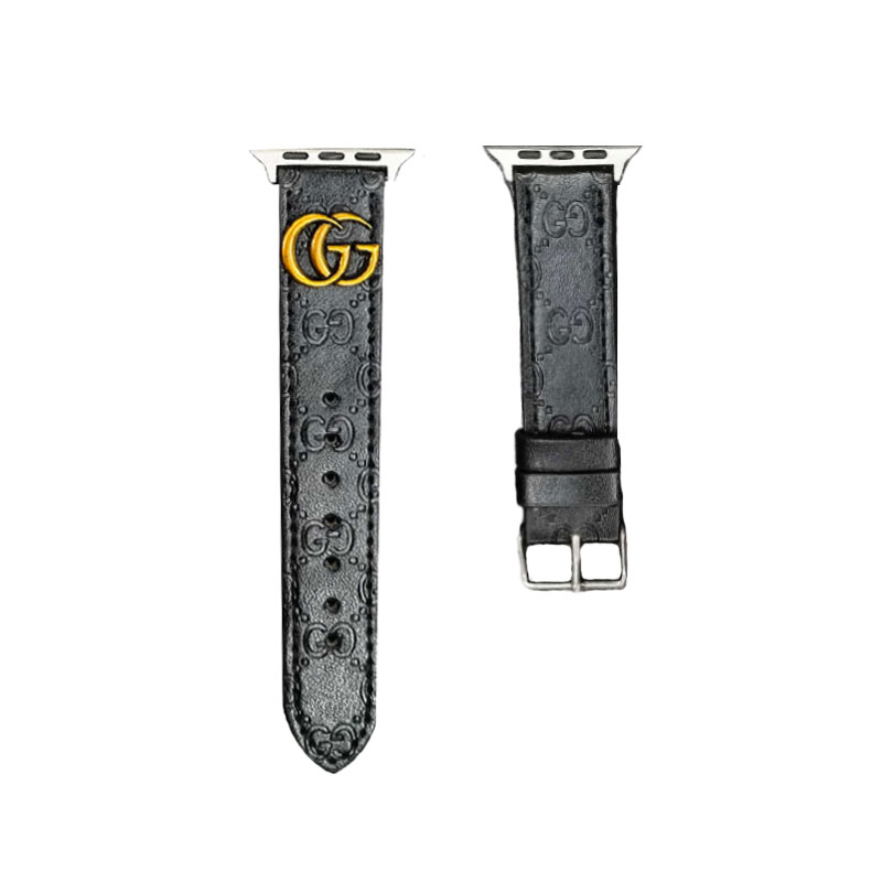 Leather GG Apple Watch Band Black-YH24422-GTOCASE