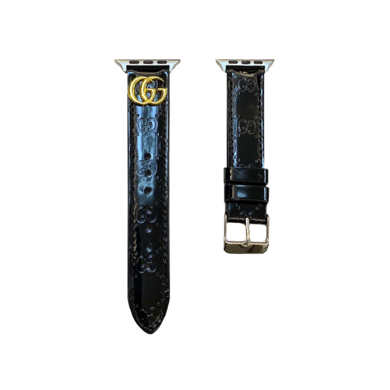 Leather GG Apple Watch Band Black-LGk240509-GTOCASE