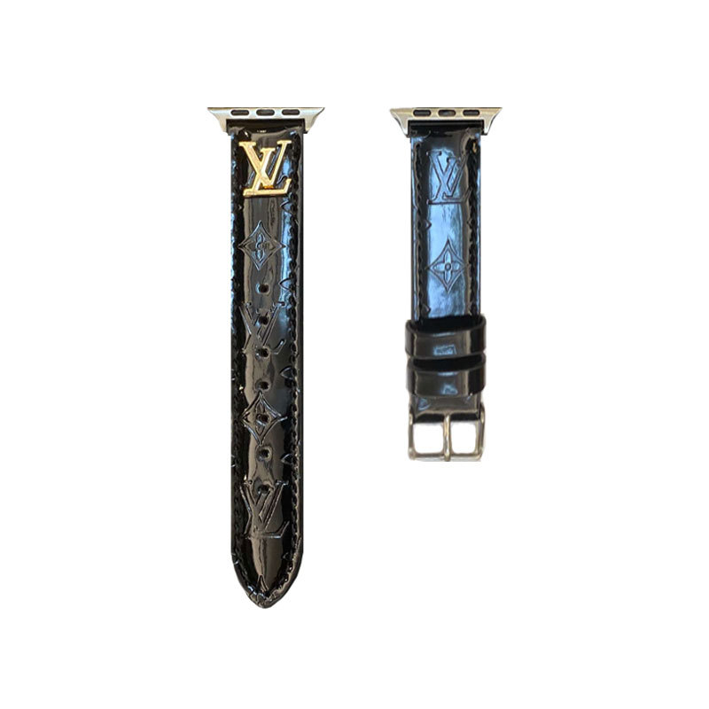 Leather Monogram Apple Watch Band Black-LG241809-GTOCASE