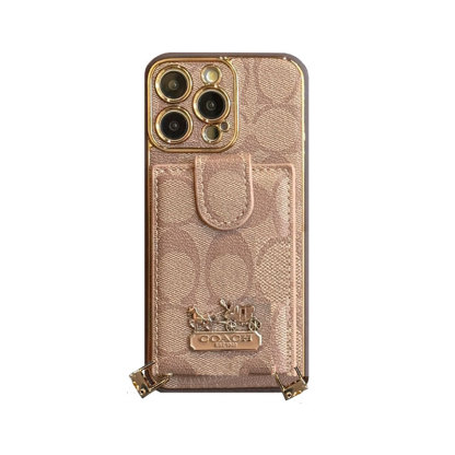 Leather CH Case With Wallet For iPhone And Strap For iPhone Coffee-LLB241737-GTOCASE
