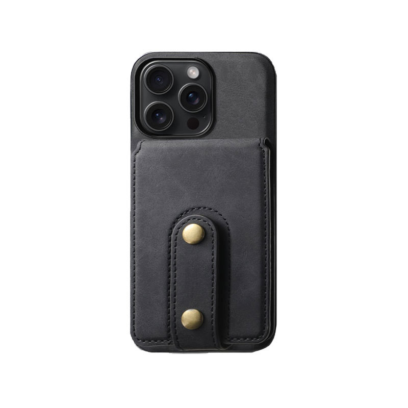 Classic Leather Phone Case With Purse For iPhone Black (Compatible With Magsafe)-CXB241102-GTOCASE