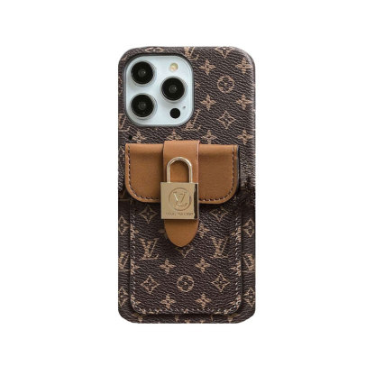 Monogram iPhone Case With Card Holder and Strap Brown-ZST231113-GTOCASE