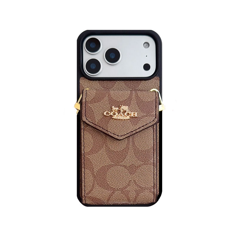 Leather CH iPhone Case With Card Holder And Strap-DKP251105