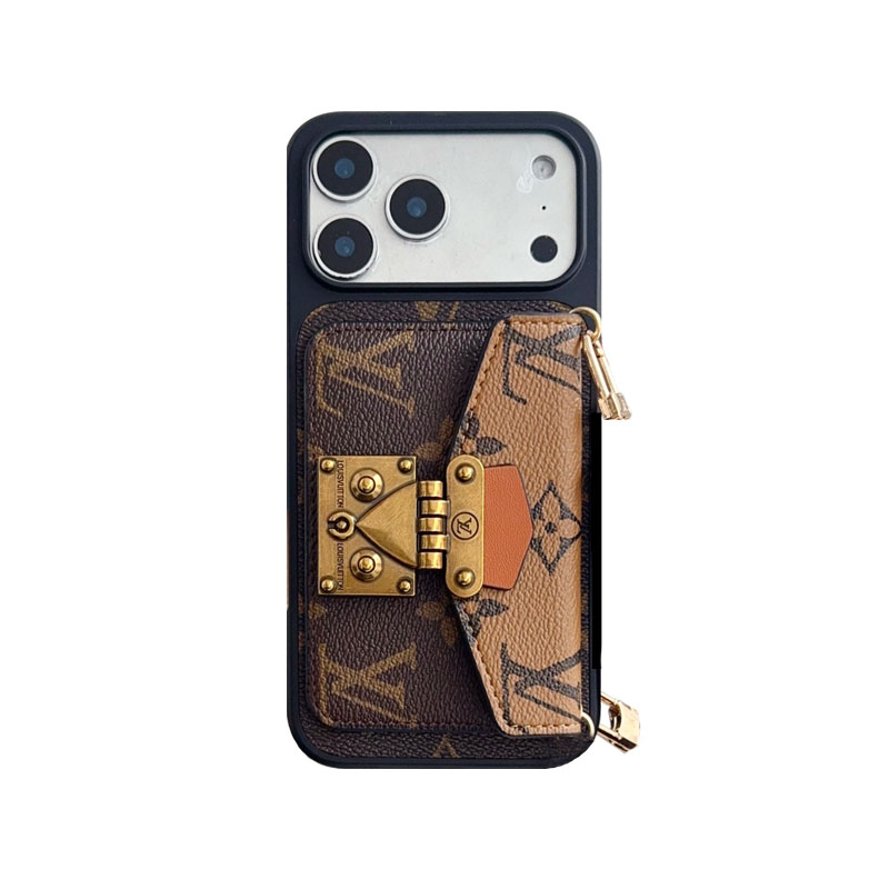 Classic Leather Monogram iPhone Case With Card Holder And Strap-MYK251605
