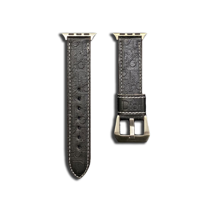 Leather CD Apple Watch Band Black-YHK240509-GTOCASE