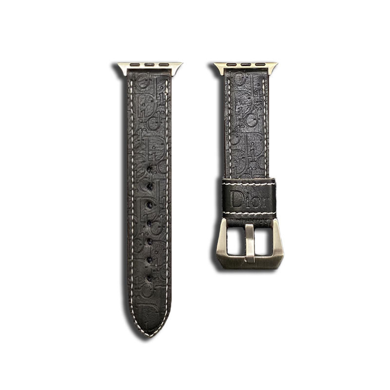 Leather CD Apple Watch Band Black-YHK240509-GTOCASE