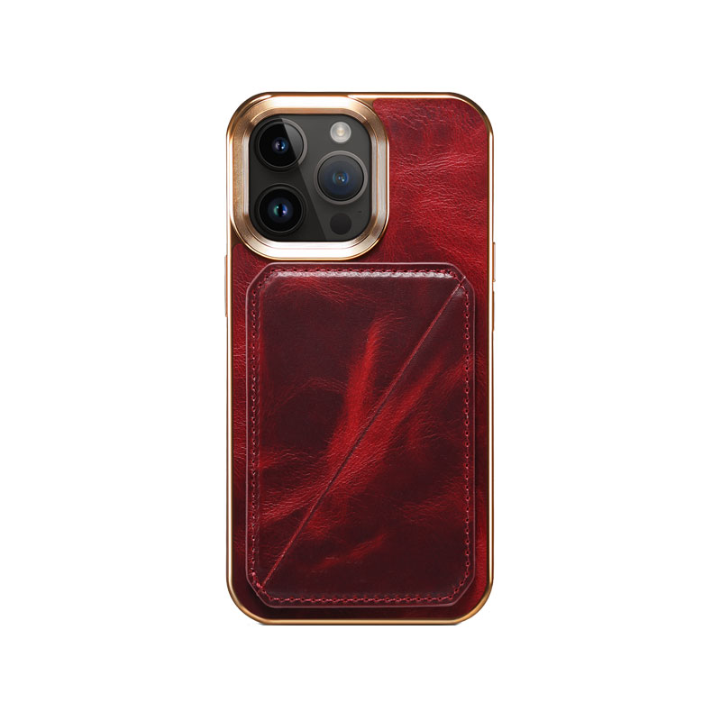 Leather Phone Case With Card Holder For iPhone Brown-NZK241102-GTOCASE