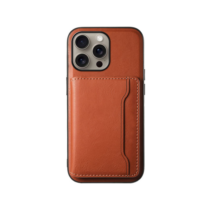 Leather Phone Case With Card Holder For iPhone Brown (Compatible With Magsafe)-MMK241650-GTOCASE