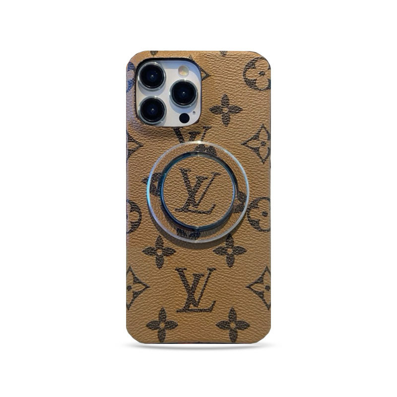 Classic Monogram iPhone Case With Holder Yellow Printing(Compatible With Magsafe)-GTOCASE
