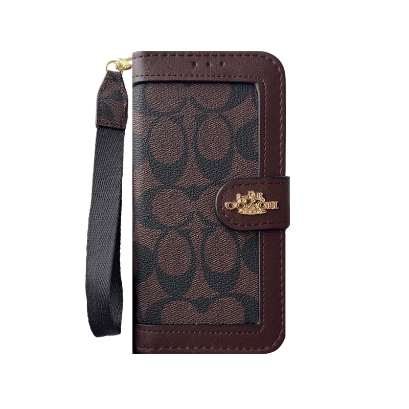 Premium Leather CH iPhone Case With Card Holder And Strap-LBPL001