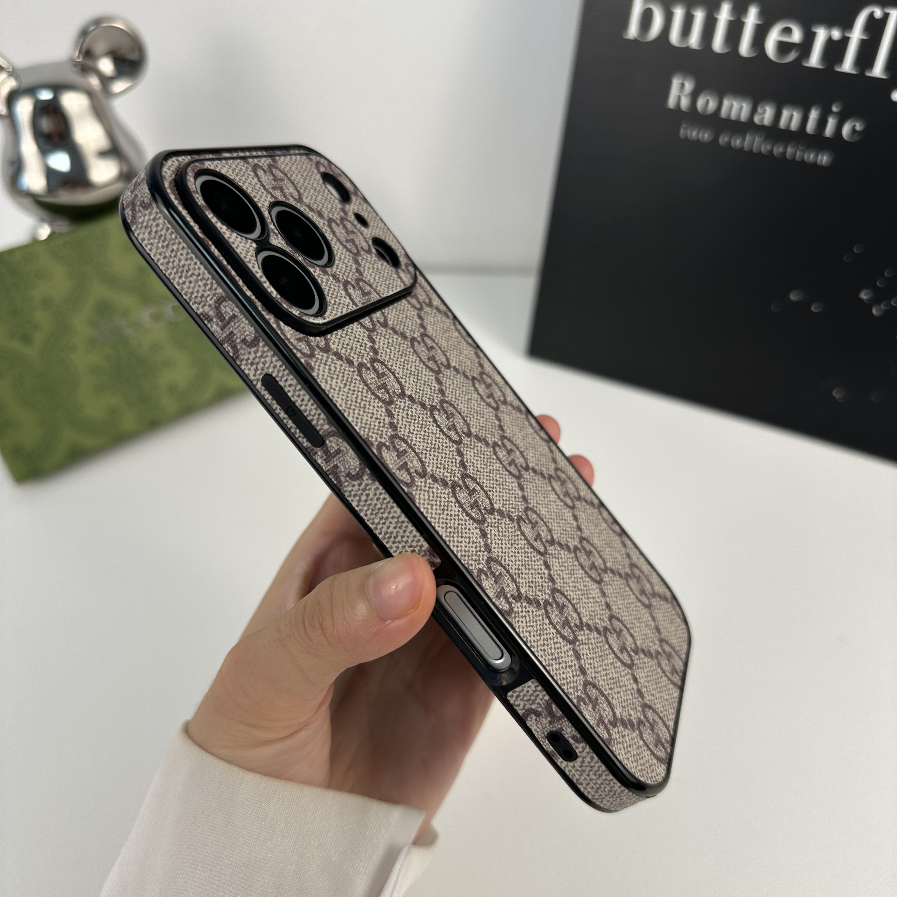 Luxury leather GG iPhone Case For iPhone 17 Series Brown-GEGG149