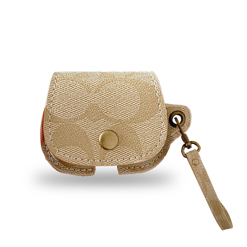 Leather C AirPods Case White-CC231215-GTOCASE