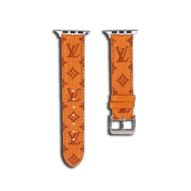 Luxury Monogram Apple Watch Band Leather Orange-SW24422-GTOCASE