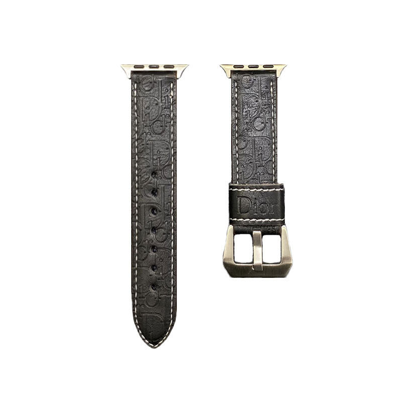 Leather CD Apple Watch Band Black-YHK240509-GTOCASE