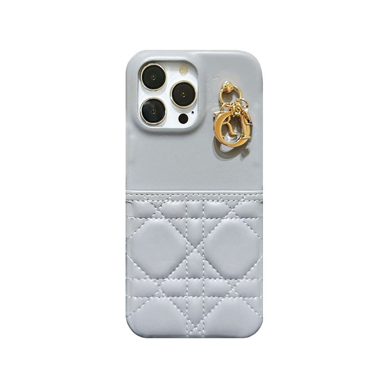 Classic CD iPhone Case With Card Holder Leather Black-JDK240513-GTOCASE